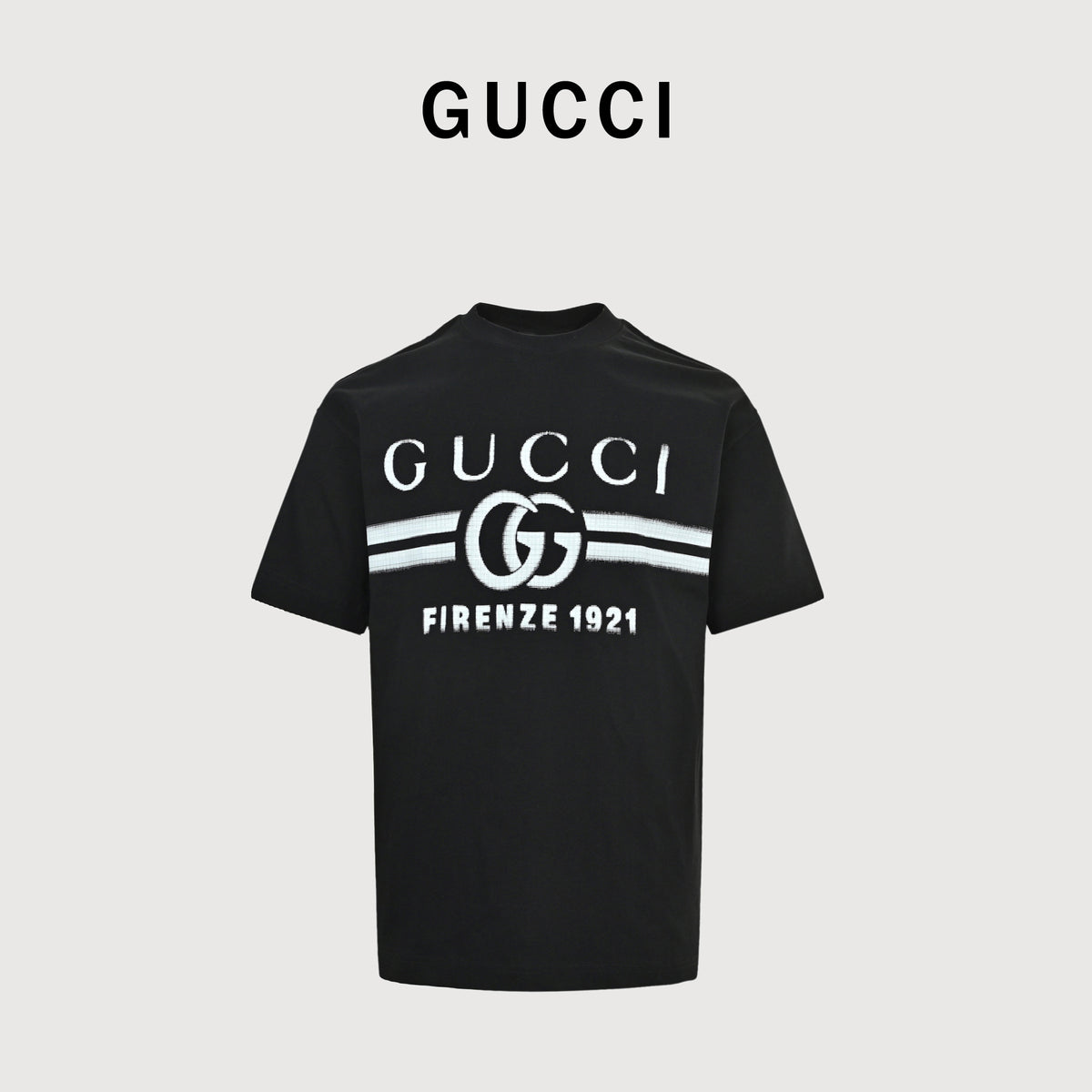 Gucci 24SS GG Firenze 1921 Gradient Belt Print Short Sleeve T-Shirt – Black TS2000427