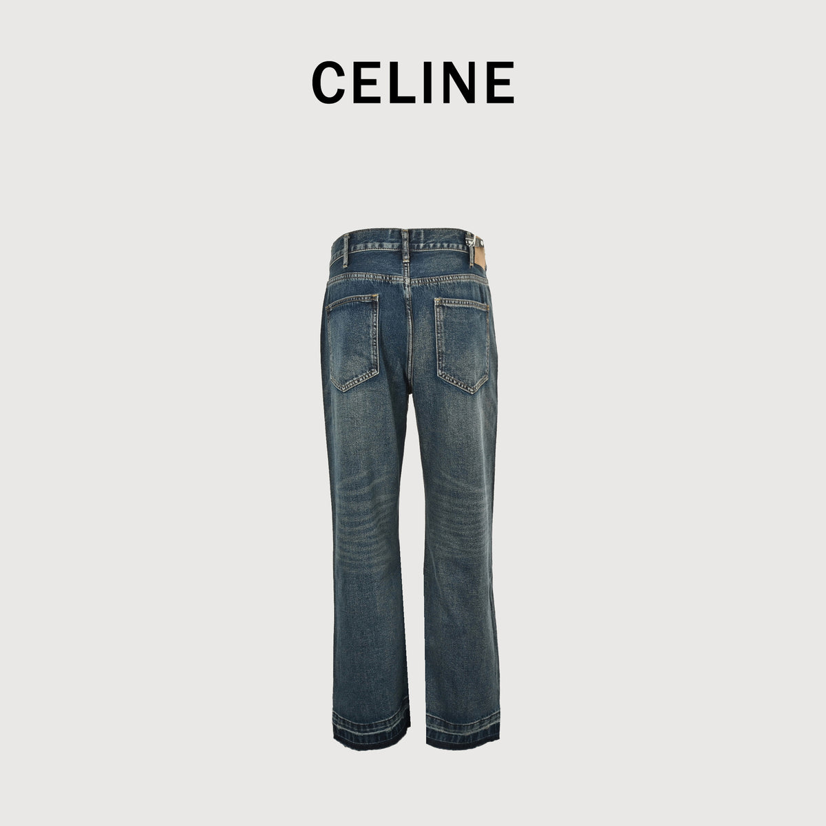 Celine Knife-Cut Slash Cuffed Slim Straight Jeans – Dark Blue Grey2N839066S-07TK