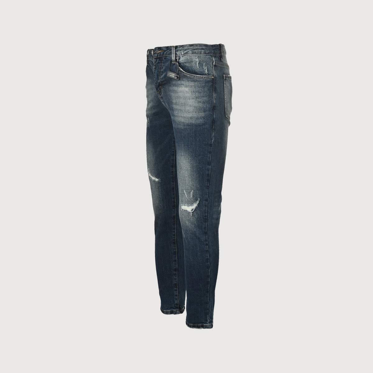 Louis Vuitton Four-Leaf Clover Logo Embroidered Distressed Slim Jeans – Dark Indigo XM5201030