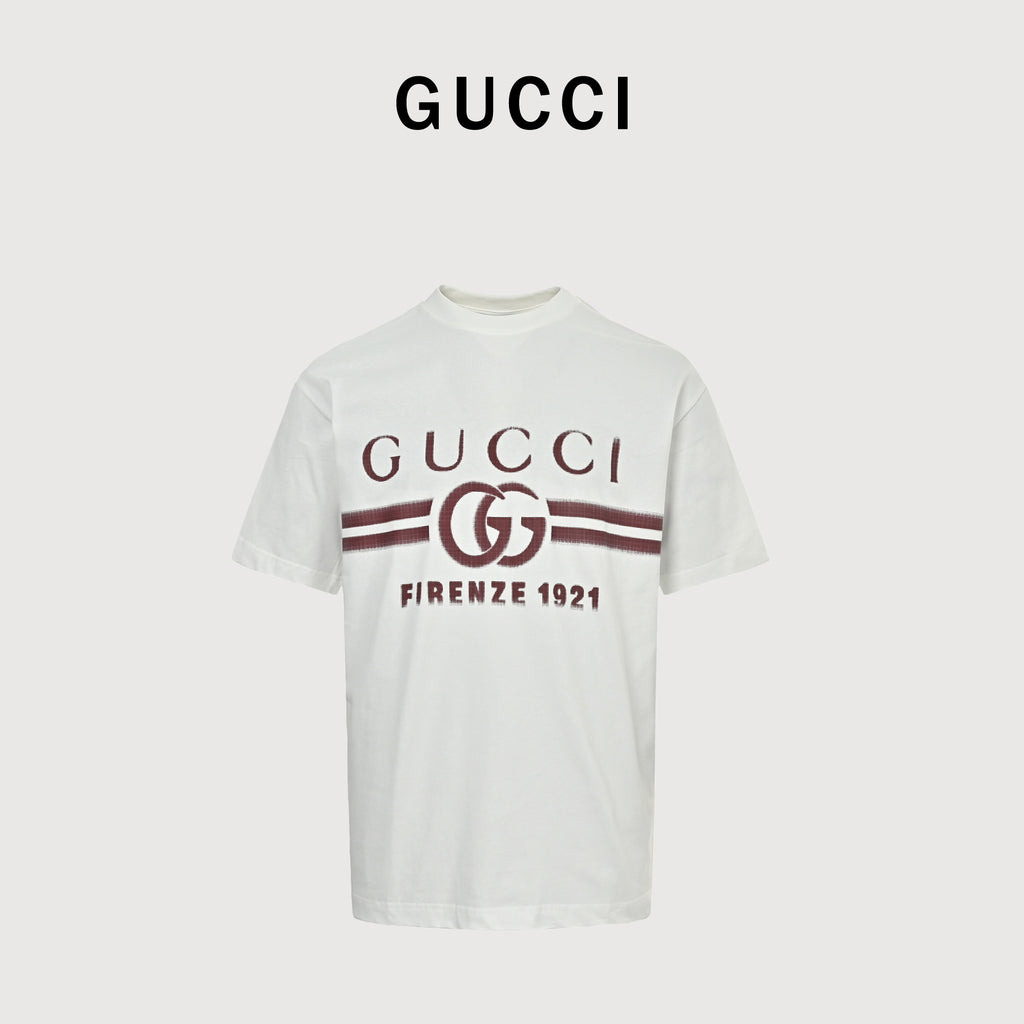 Gucci 24SS GG Firenze 1921 Gradient Belt Print Short Sleeve T-Shirt – Off-White TS2000427-OW