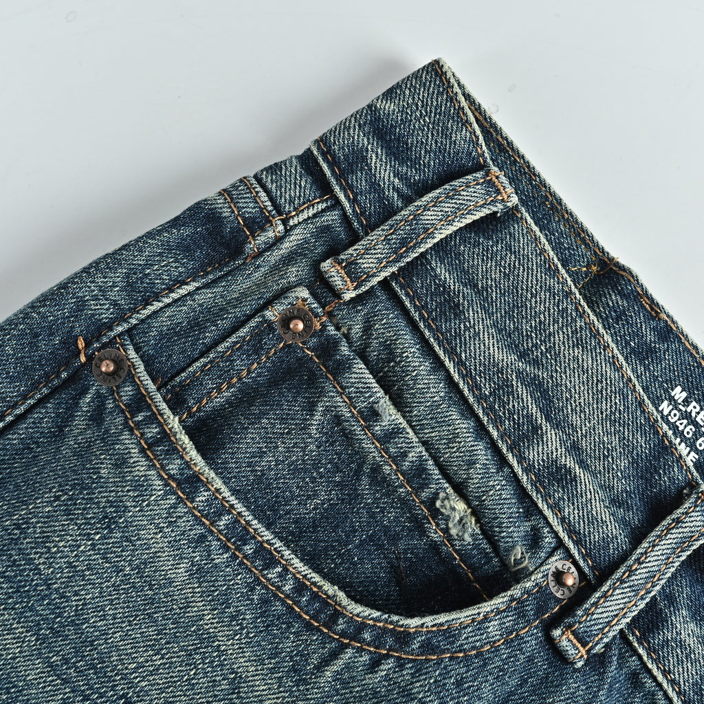 Celine 24SS Blue Destroyed Wide-Leg Jeans – Teal Vintage Wash HH5200731