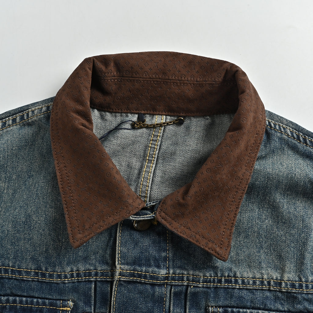 Louis Vuitton LV Leather-Trimmed Archive Indigo Denim Jacket 20261AJUYT