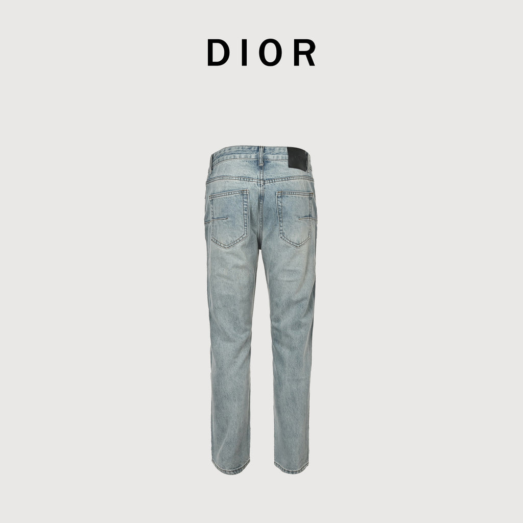 Dior Pocket Split Slim Jeans – Light Blue Wash   XM520010