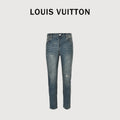 Louis Vuitton Back Graffiti Script Distressed Slim Jeans – Vintage Blue  XM5201030-GRF