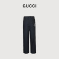 Gucci GUC Letter Print Twill Straight-Leg Trousers – Navy  NP5200425