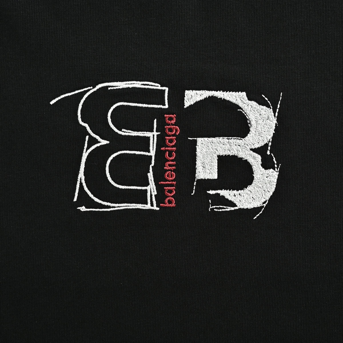 Balenciaga Front & Back Double BB Embroidered Short Sleeve T-Shirt – Black  XBK3000524-BLK
