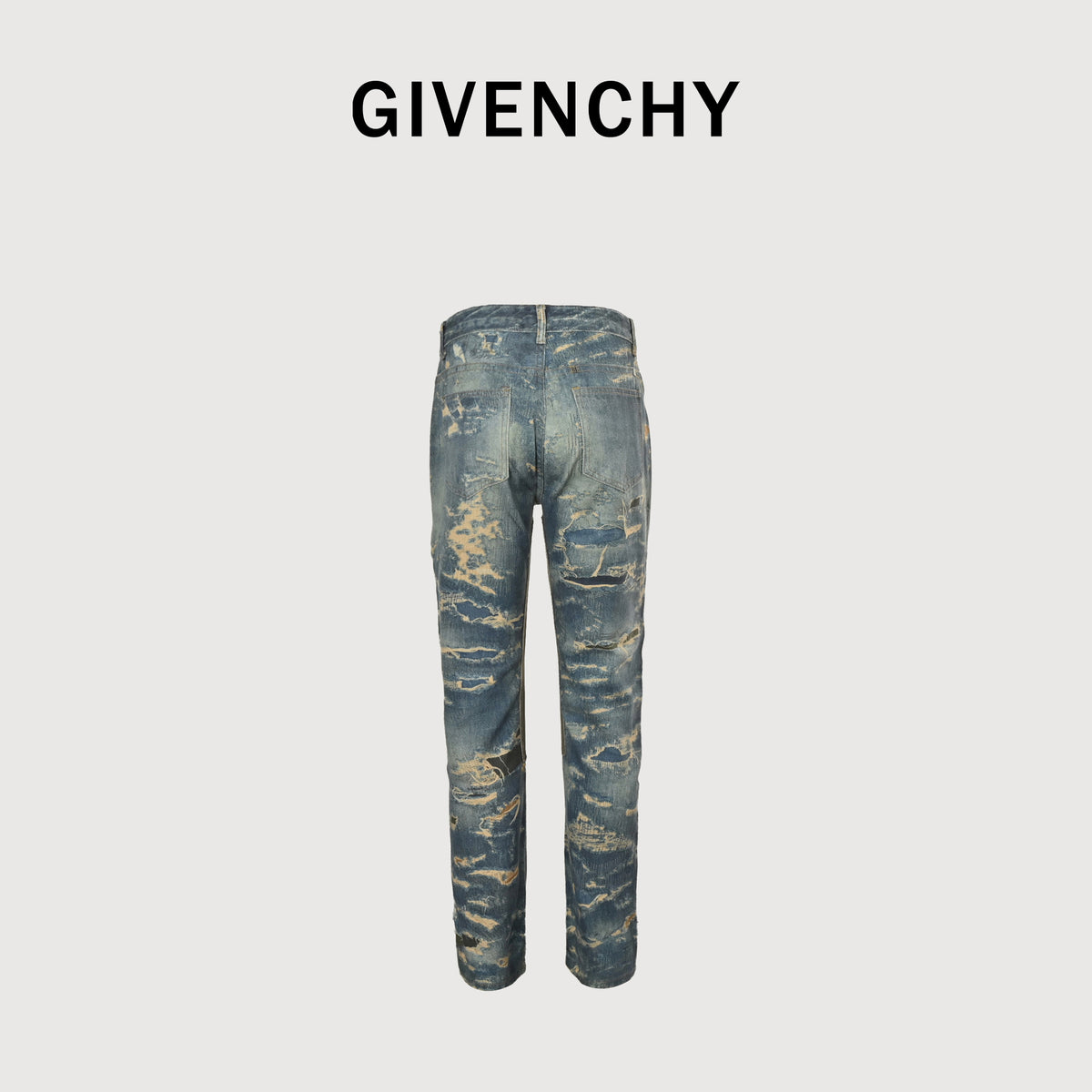 Givenchy GVC Destroyed Distressed Slim Jeans – Indigo Camo Splatter HY5200817