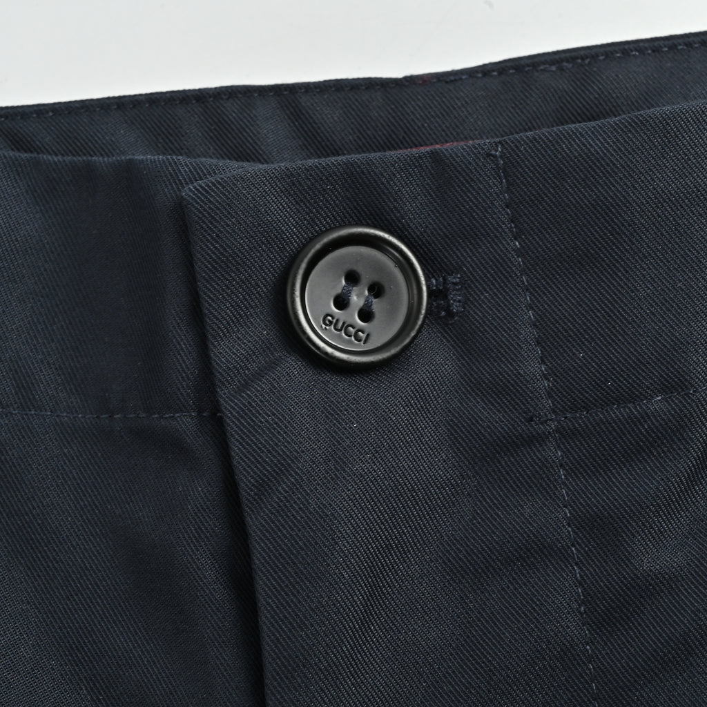 Gucci GUC Letter Print Twill Straight-Leg Trousers – Navy  NP5200425
