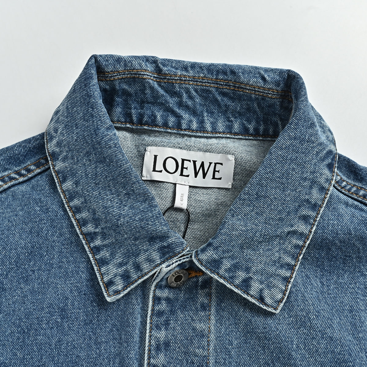 LOEWE Sleeve-Embroidered Denim Jacket 2026 — Vintage Indigo Blue  NP6800829-BLU