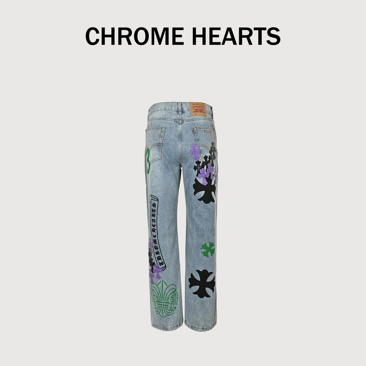 Chrome Hearts CH Couture Multi-Color Cross Patch Embroidered Washed Jeans 2026 XM5600824