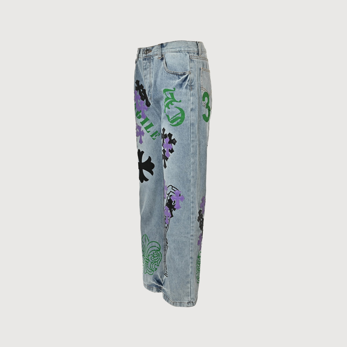 Chrome Hearts CH Couture Multi-Color Cross Patch Embroidered Washed Jeans 2026 XM5600824