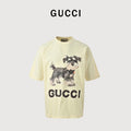 Gucci Early Spring Cartoon Dog Print Short Sleeve T-Shirt – Cream TS2200423