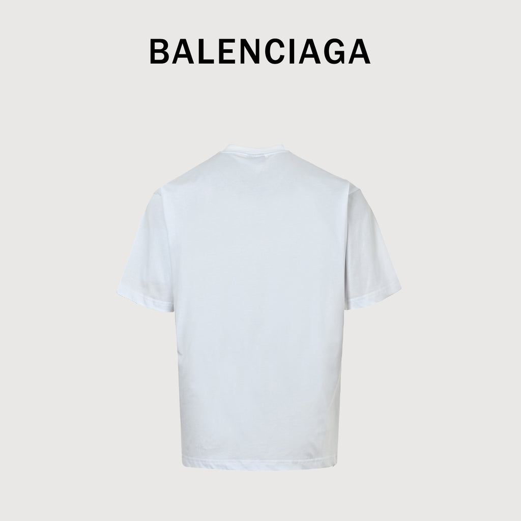 Balenciaga Blurred Palm Tree Letter Print Short Sleeve T-Shirt SG2800518