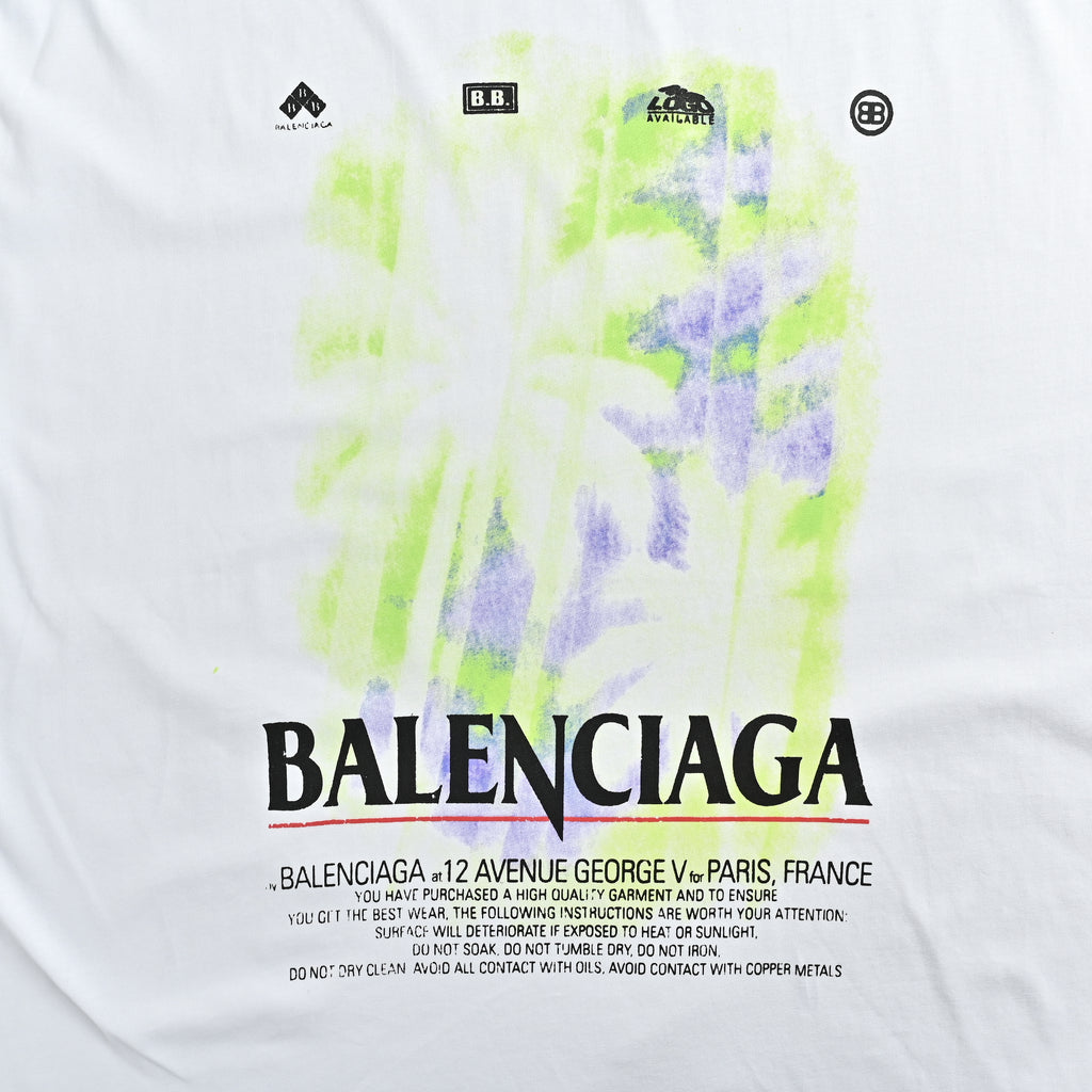 Balenciaga Blurred Palm Tree Letter Print Short Sleeve T-Shirt SG2800518