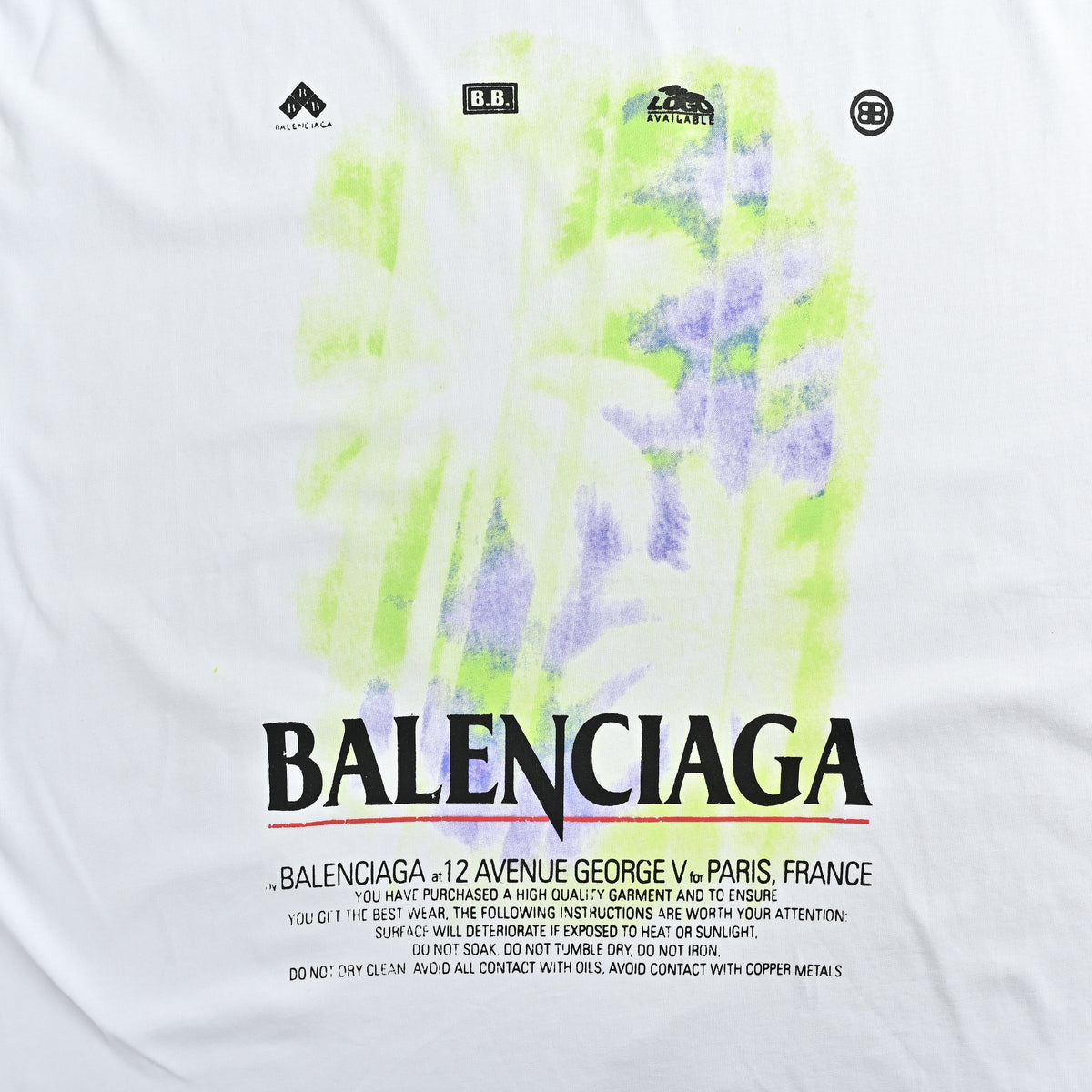 Balenciaga Blurred Palm Tree Letter Print Short Sleeve T-Shirt SG2800518