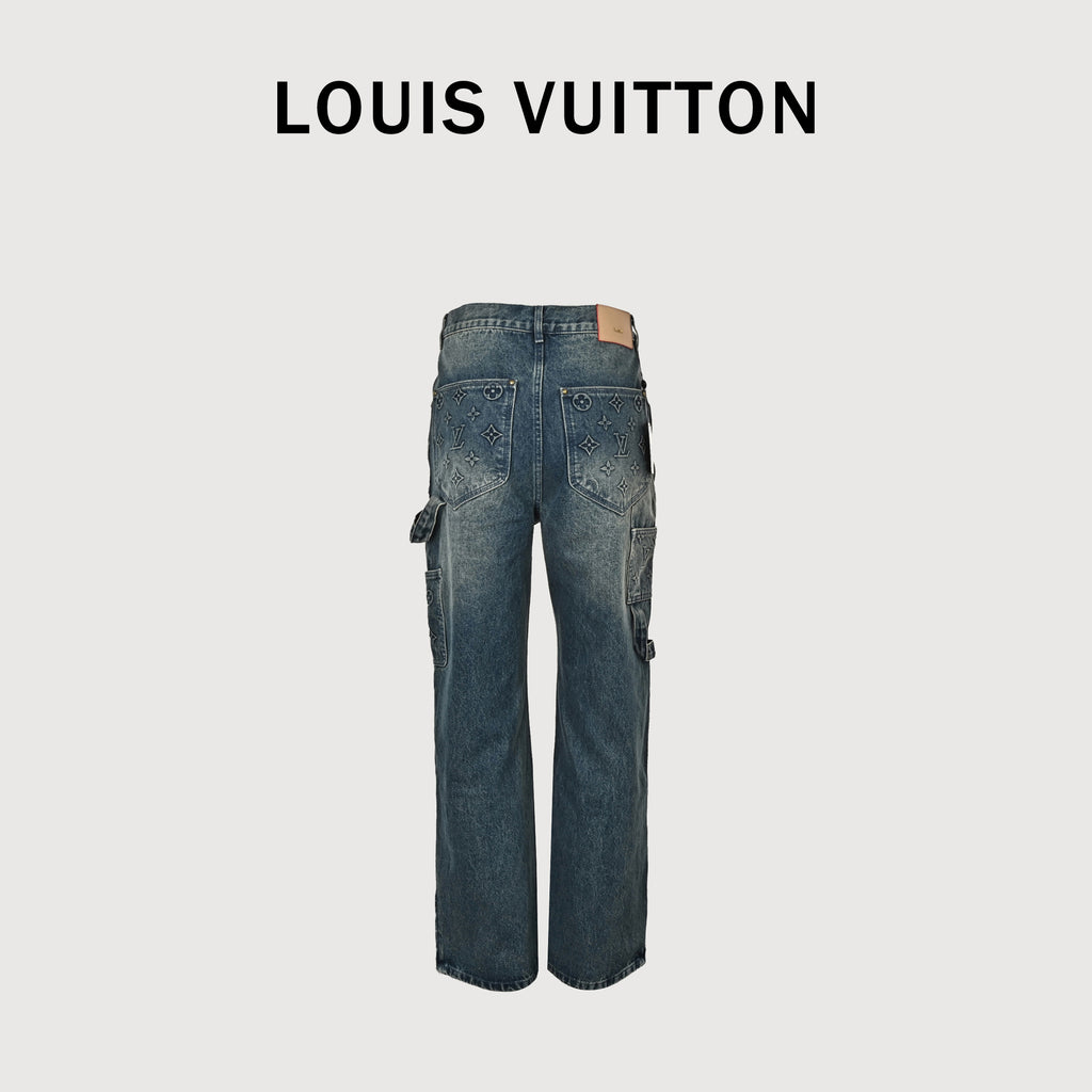 Louis Vuitton LV Embossed Relief Monogram Cargo Jeans 2026 TS7600829