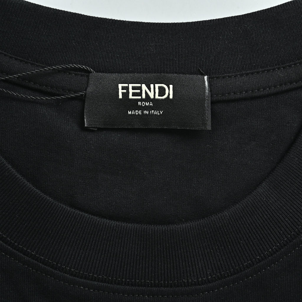 Fendi Minimal FF 3D Embroidered Short Sleeve T-Shirt – Black  MV2200714-BLK