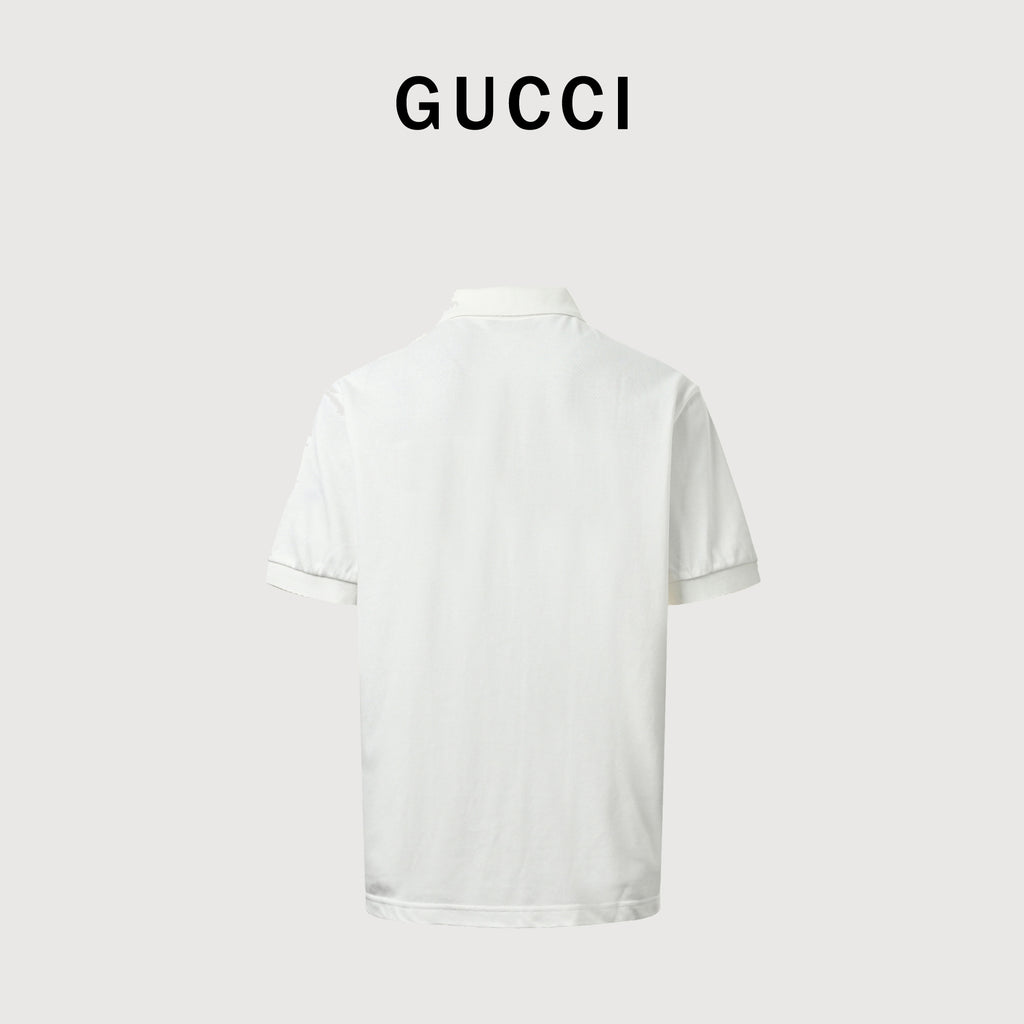 Gucci GUC Horsebit Embroidered Pocket Short Sleeve Polo Shirt – White  NP2800418
