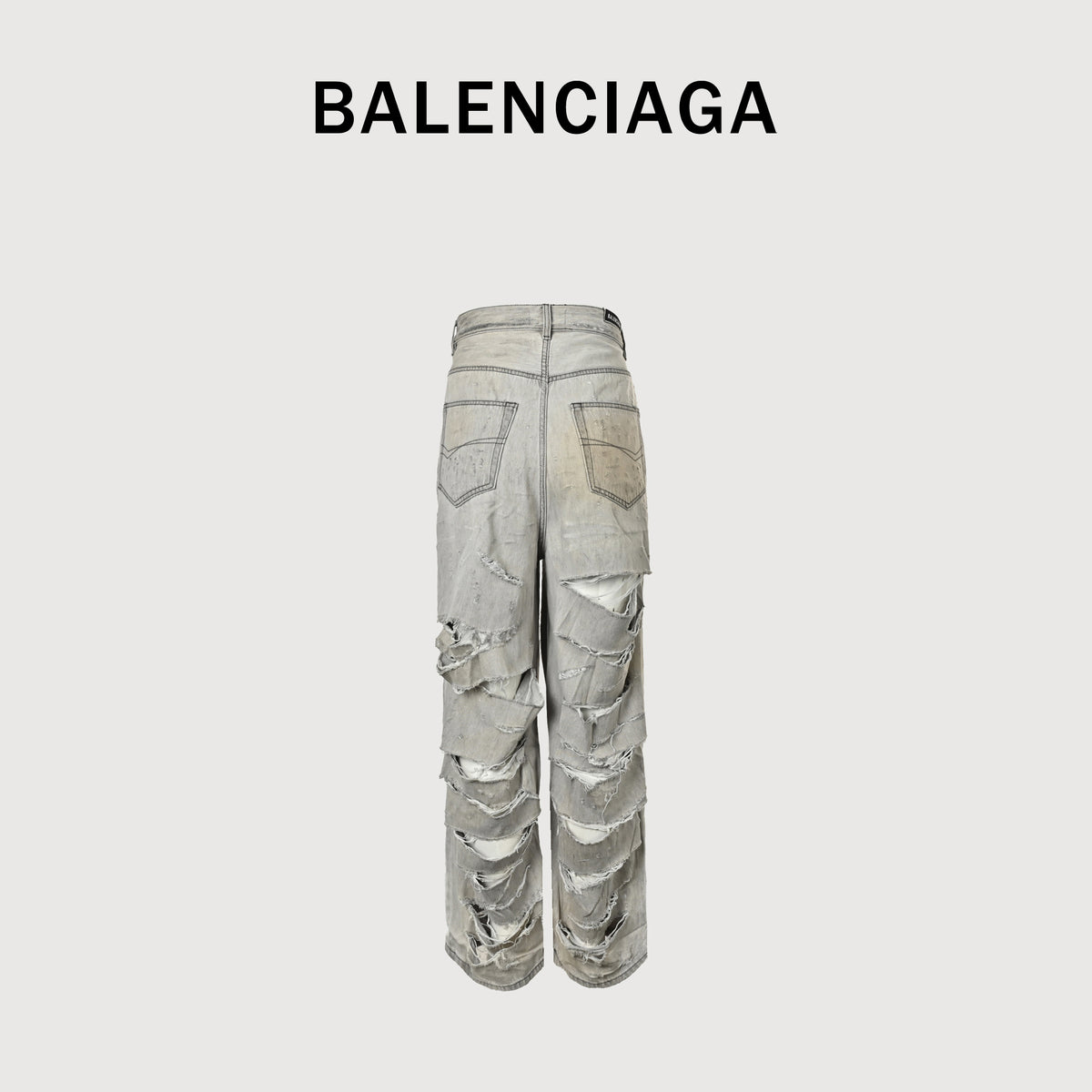 Balenciaga 24FW White Heavy Destroy Knife-Cut Wide-Leg Jeans HH6400421