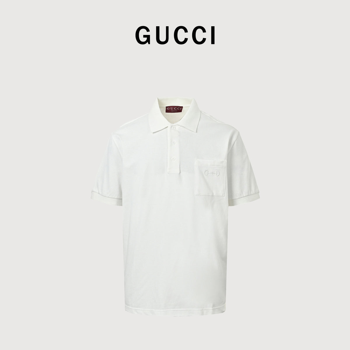 Gucci GUC Horsebit Embroidered Pocket Short Sleeve Polo Shirt – White  NP2800418