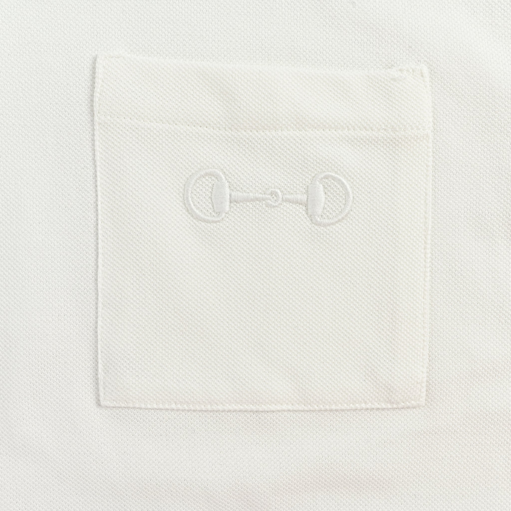 Gucci GUC Horsebit Embroidered Pocket Short Sleeve Polo Shirt – White  NP2800418