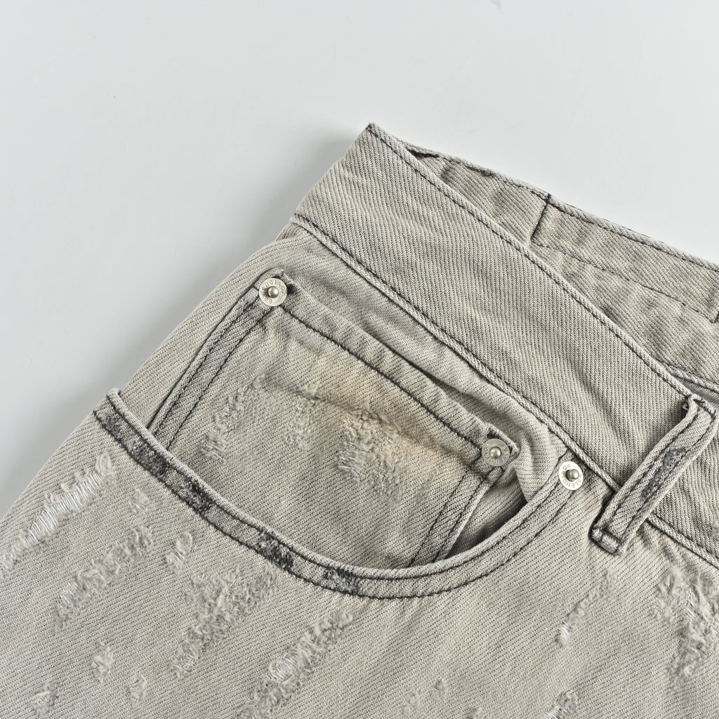 Balenciaga 24FW White Heavy Destroy Knife-Cut Wide-Leg Jeans HH6400421