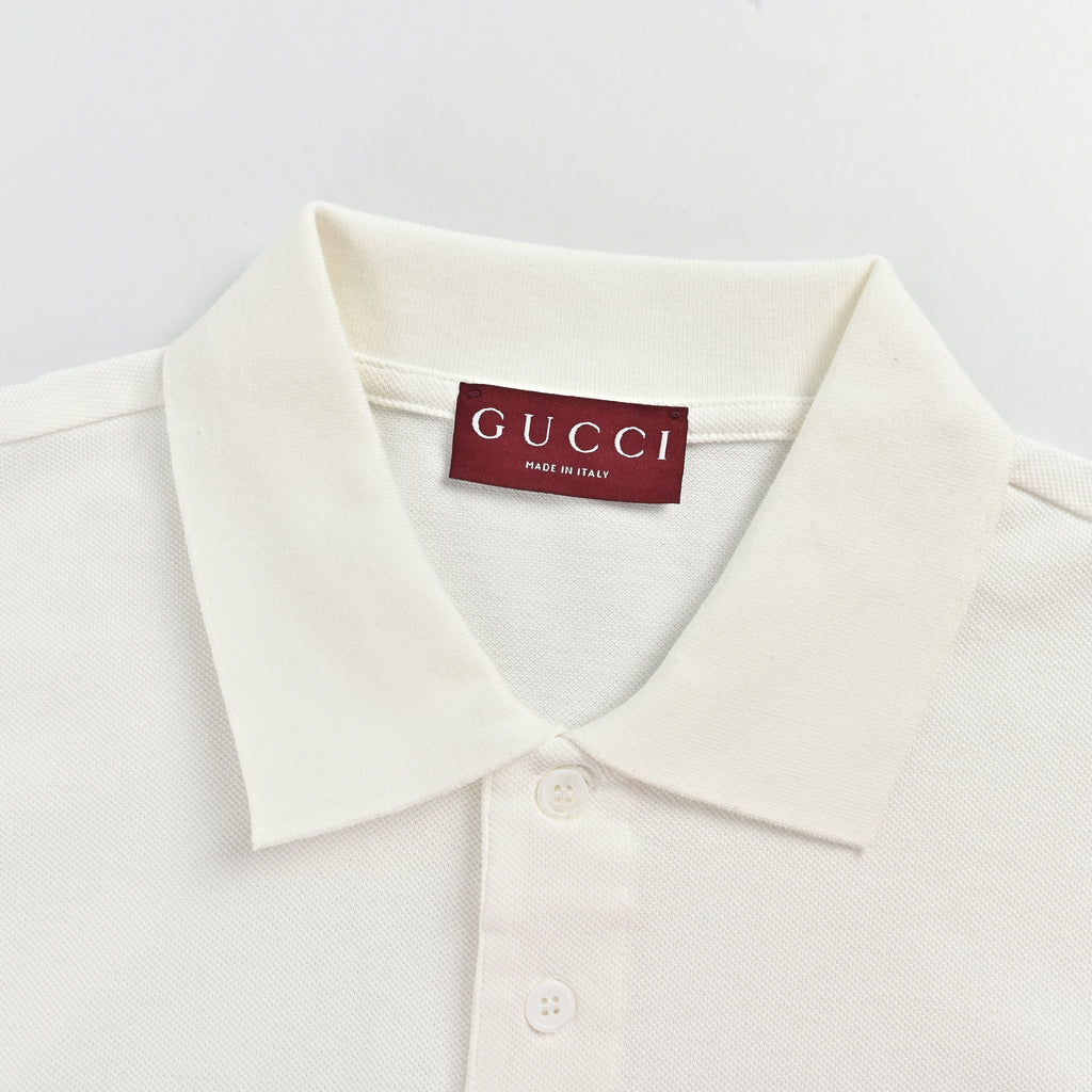 Gucci GUC Horsebit Embroidered Pocket Short Sleeve Polo Shirt – White  NP2800418