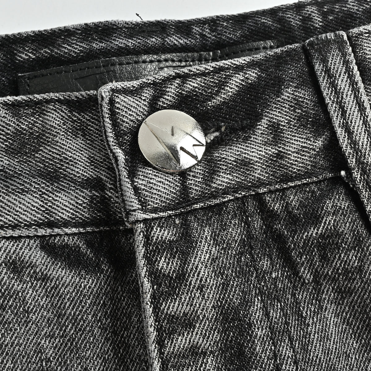 Amexnocap Lightning Bolt Gradient Straight-Leg Jeans – Grey to Black  SG5200617