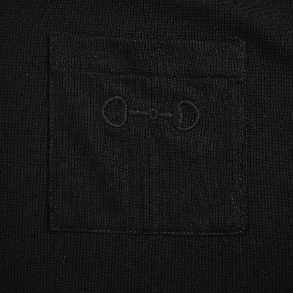 Gucci GUC Horsebit Embroidered Pocket Short Sleeve Polo Shirt – Black NP2800418-BLK