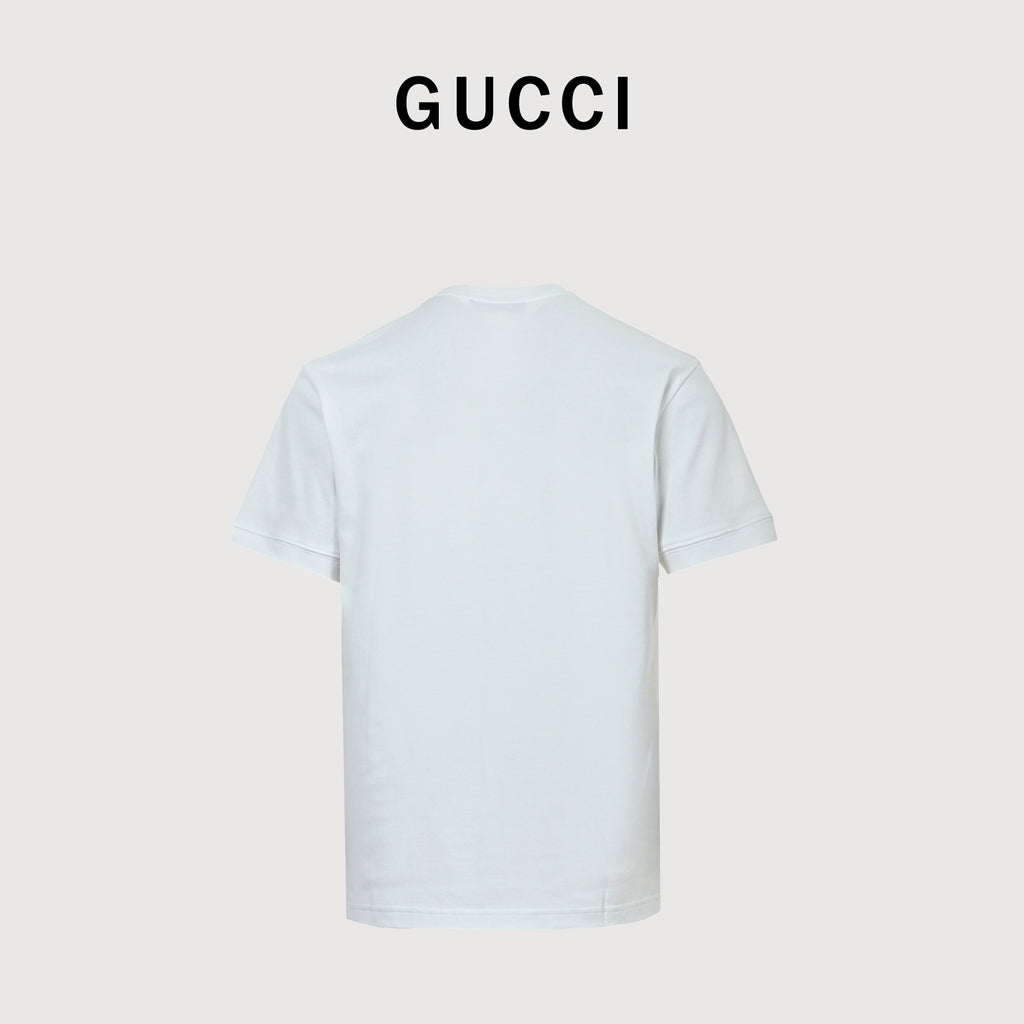 Gucci 26SS Horsebit Pocket Embroidered Short Sleeve T-Shirt – White DK2400808-WHT2