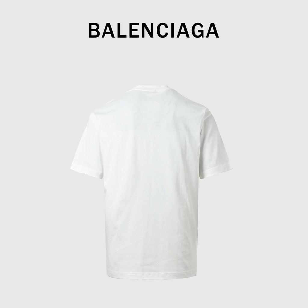 Balenciaga 3B Dissolve Letter Print Short Sleeve T-Shirt – White FY2200426-WHT