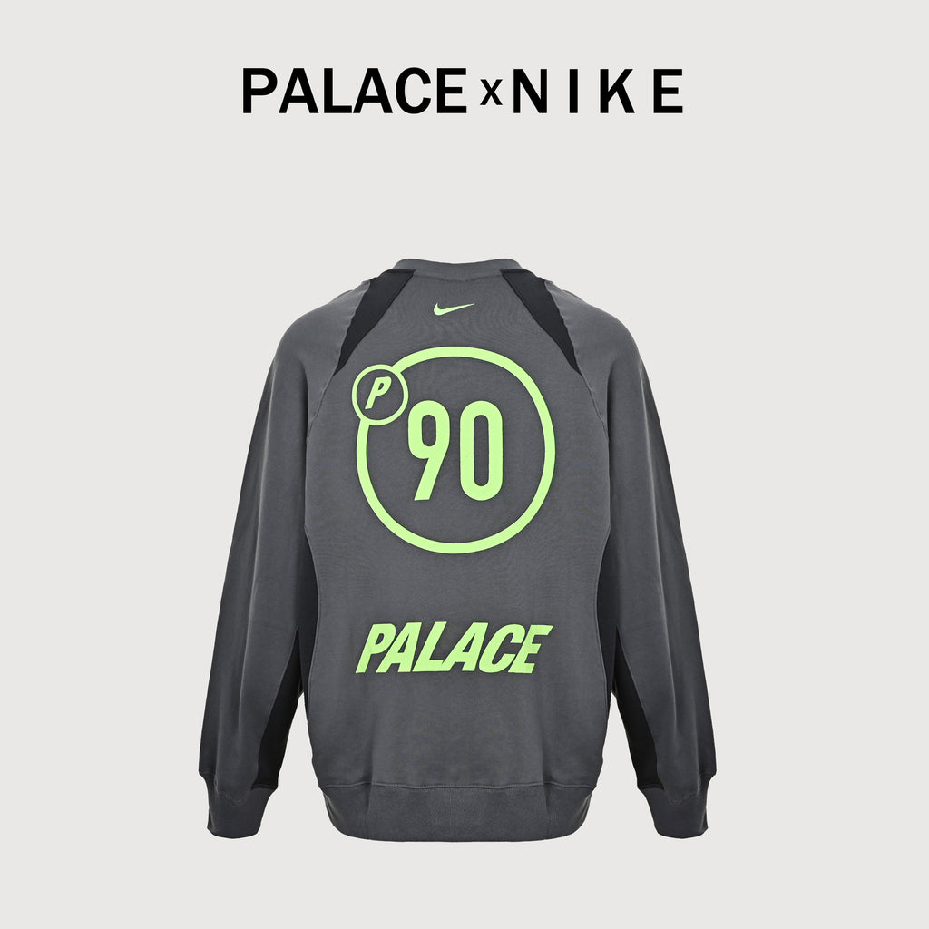 Palace × Nike FW25 Total P90 Crew Sweatshirt — Grey P29NCS003