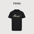 Fendi Rose Gold Crystal Signature Short Sleeve T-Shirt – Black  FY2400714