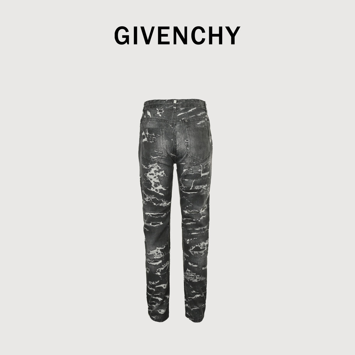 Givenchy GVC Destroyed Distressed Slim Jeans – Charcoal Camo Splatter  HY5200817-CHR