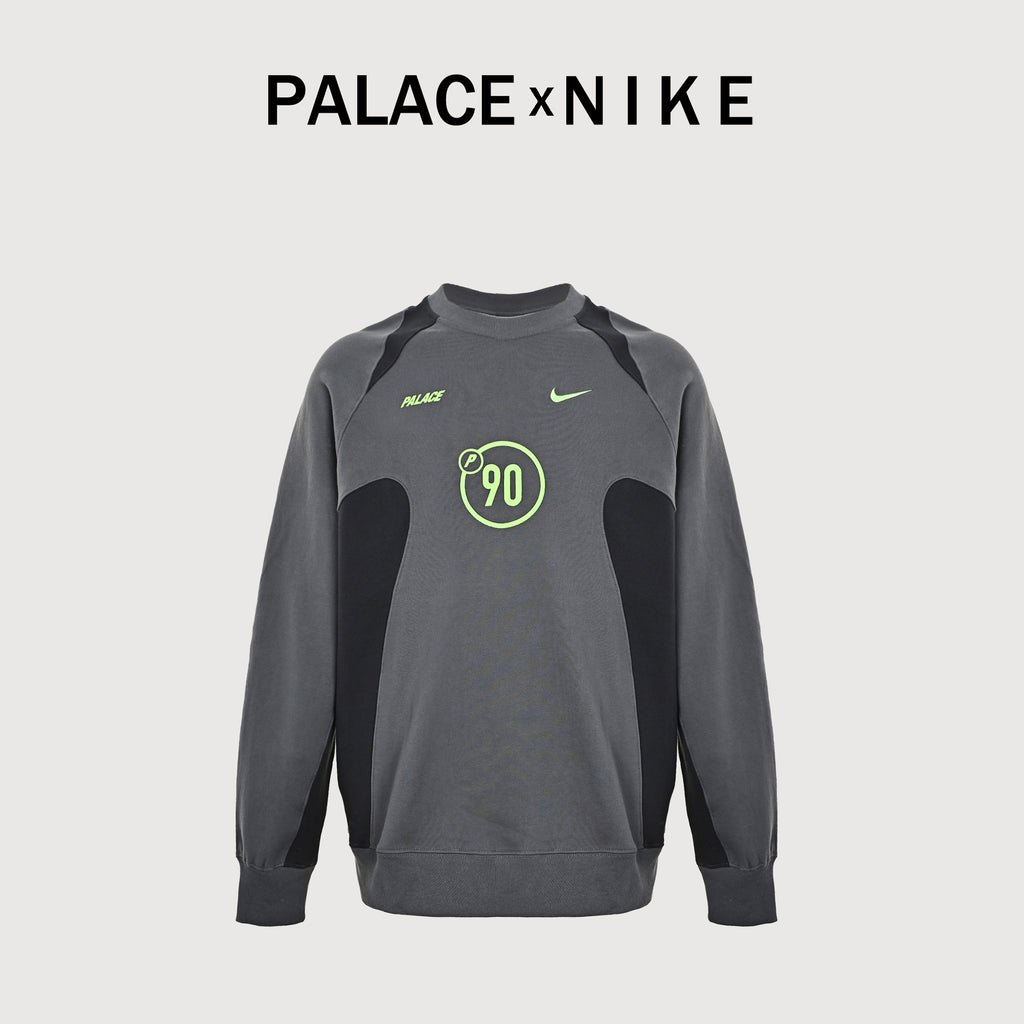 Palace × Nike FW25 Total P90 Crew Sweatshirt — Grey P29NCS003