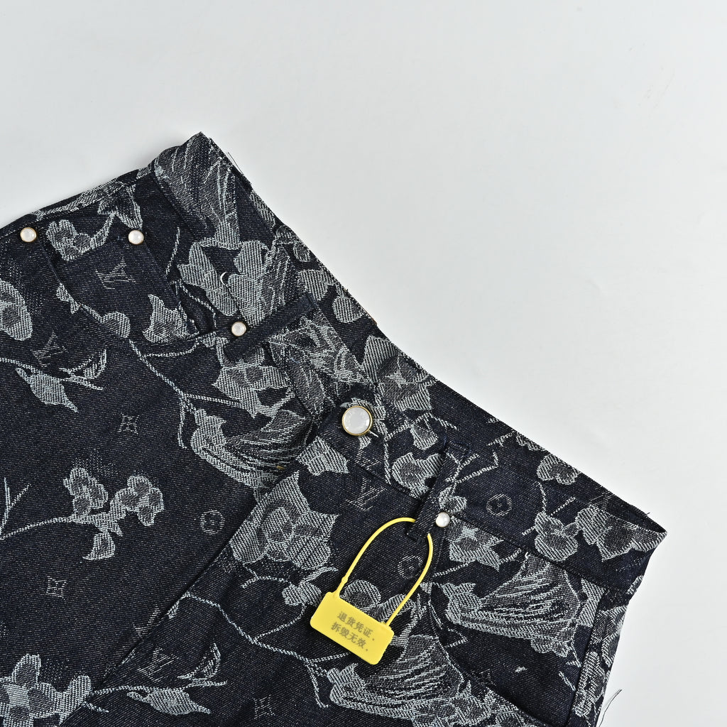 Louis Vuitton LV Floral Denim Jacquard Shorts 2026 HY3400701-SHT
