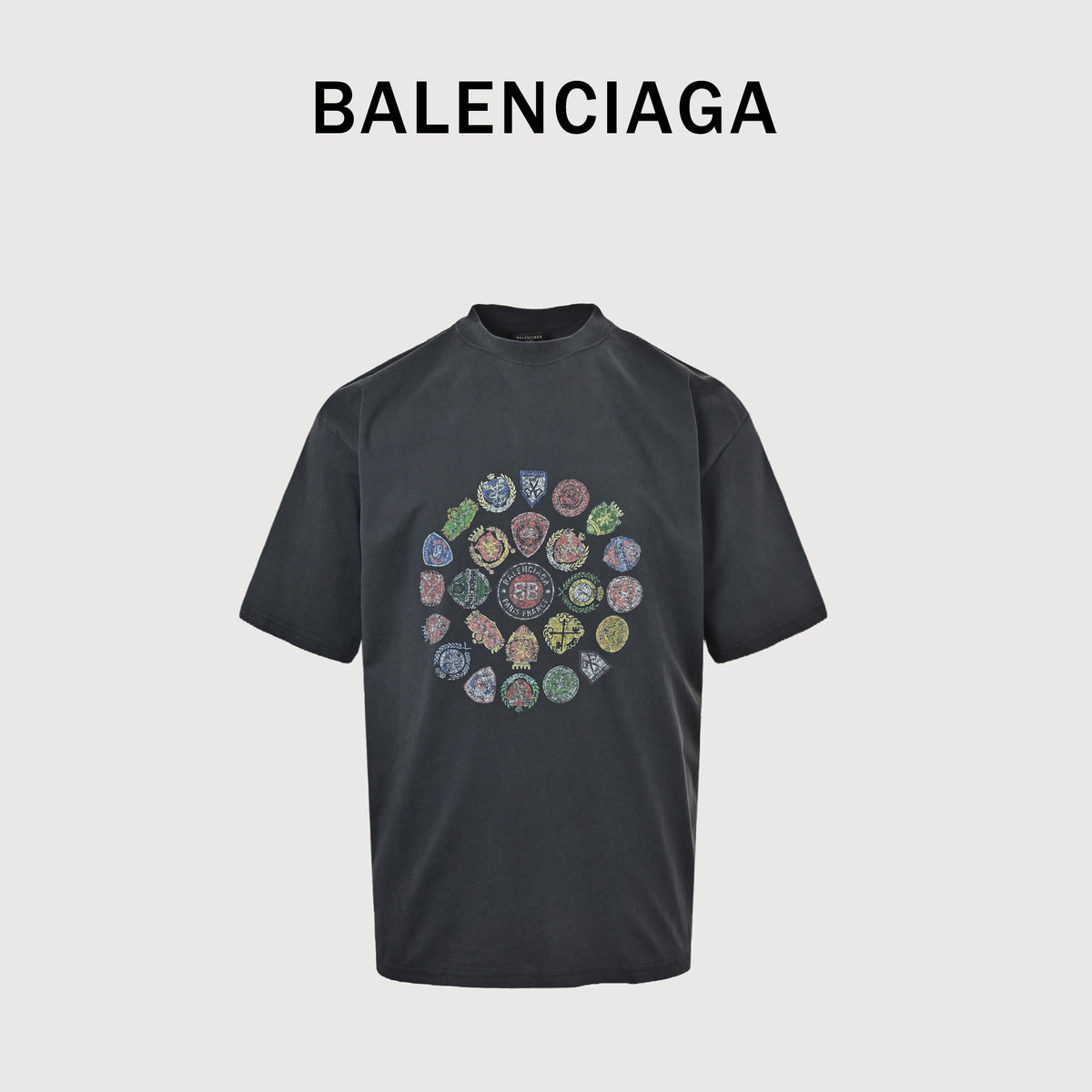 Balenciaga Vintage Badge Crest Print Short Sleeve T-Shirt YS3200425-VB