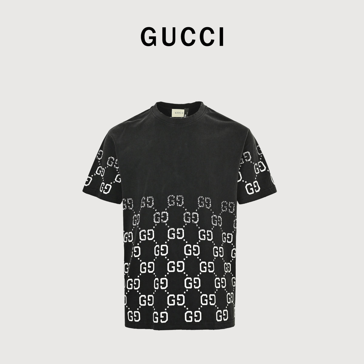 Gucci Double GG Print Gradient Short Sleeve T-Shirt – Black   HY2400408