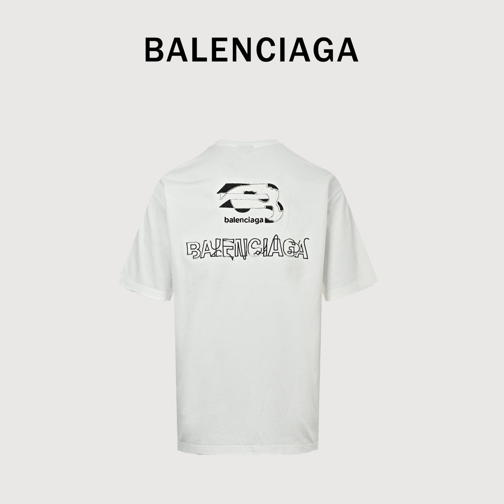 Balenciaga Heavy Embroidered Patch Short Sleeve T-Shirt 2026#xbk2800324