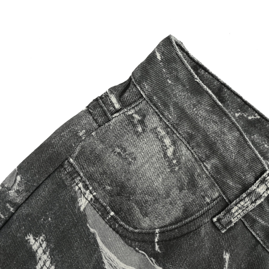 Givenchy GVC Destroyed Distressed Slim Jeans – Charcoal Camo Splatter  HY5200817-CHR