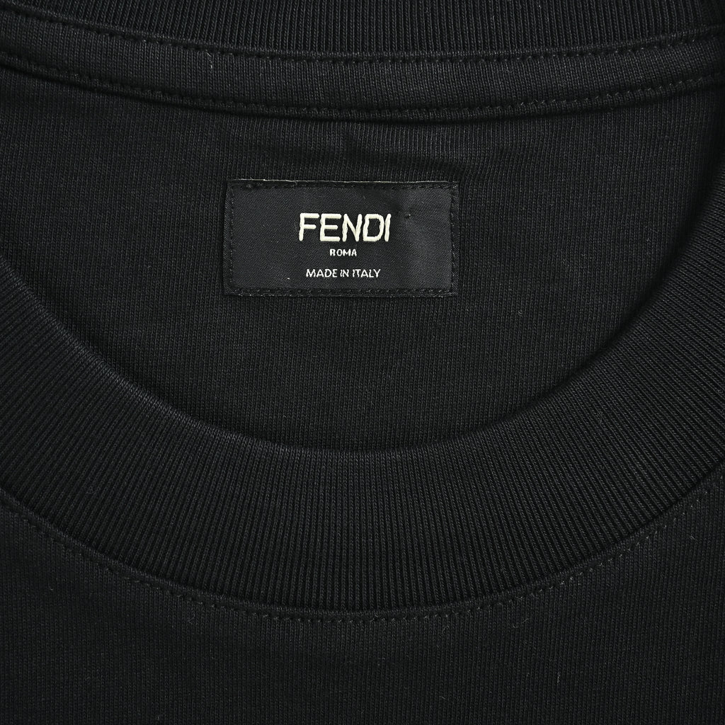 Fendi Rose Gold Crystal Signature Short Sleeve T-Shirt – Black  FY2400714