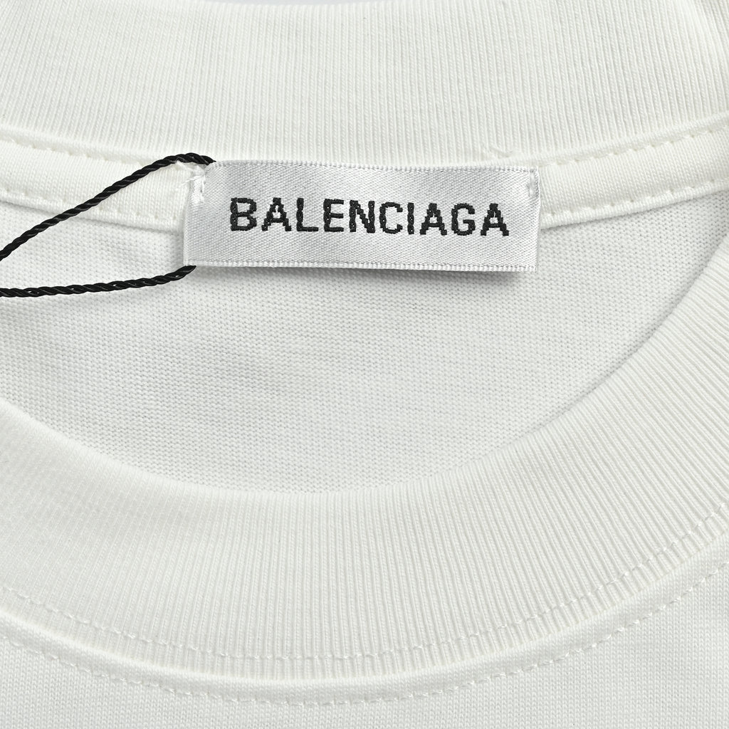 Balenciaga 3B Dissolve Letter Print Short Sleeve T-Shirt – White FY2200426-WHT
