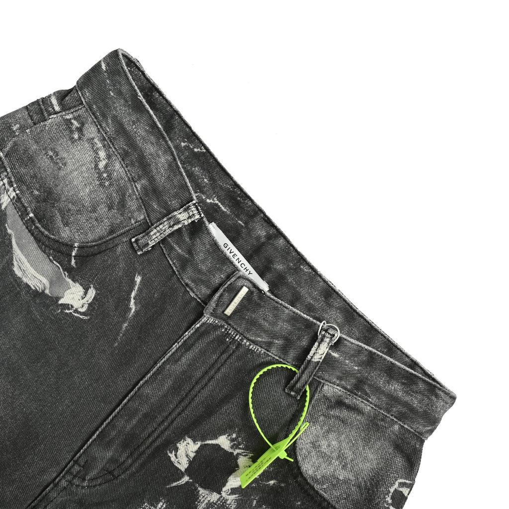 Givenchy GVC Destroyed Distressed Slim Jeans – Charcoal Camo Splatter  HY5200817-CHR