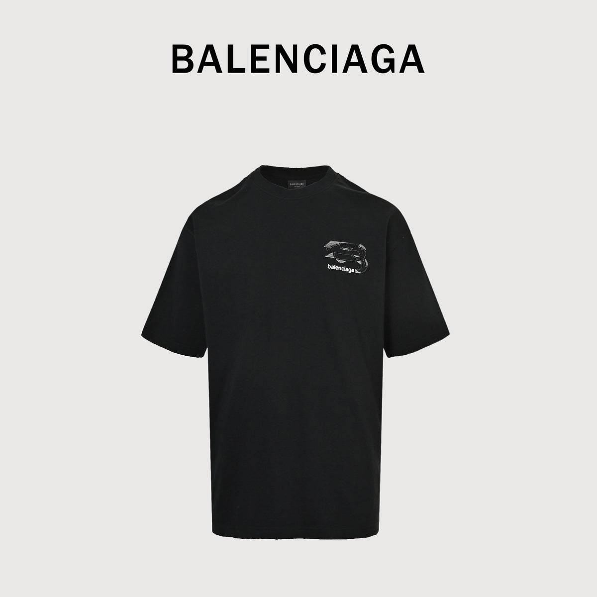 Balenciaga Heavy Embroidered Patch Short Sleeve T-Shirt – Black  XBK2800324-BLK