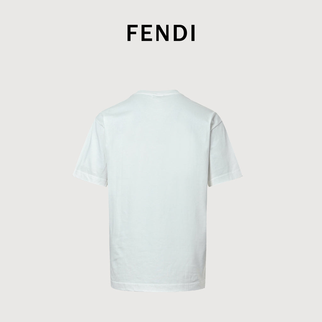 Fendi 26SS Ice Cream Embroidered Short Sleeve T-Shirt – White TS2400703