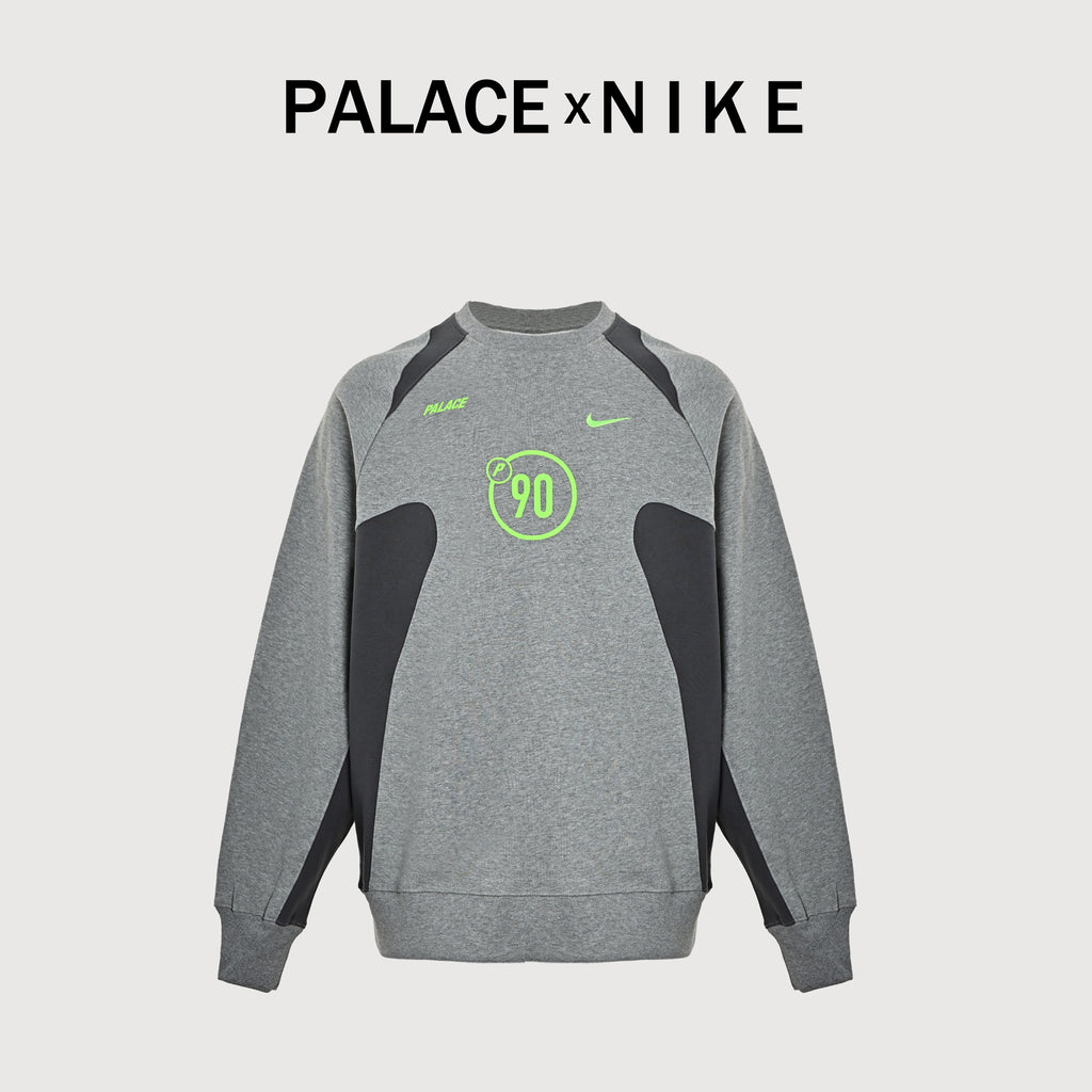 Palace × Nike FW25 Total P90 Crew Sweatshirt — Light Grey Marl P29NCS002