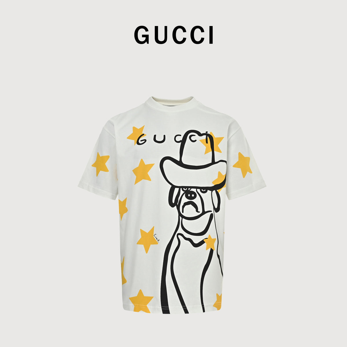 Gucci New Cartoon Series Cowboy Dog Short Sleeve T-Shirt – Off-White TS2600331