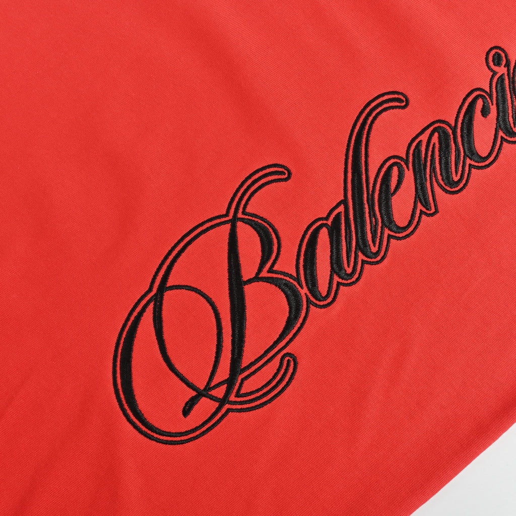 Balenciaga Vertical Script Embroidered Short Sleeve T-Shirt – Red  DK240324-RED
