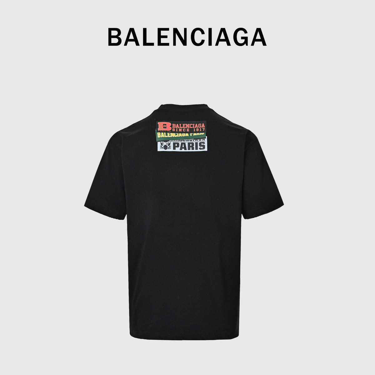Balenciaga Layered Heat-Press Sticker Label Print Short Sleeve T-Shirt YS3400617