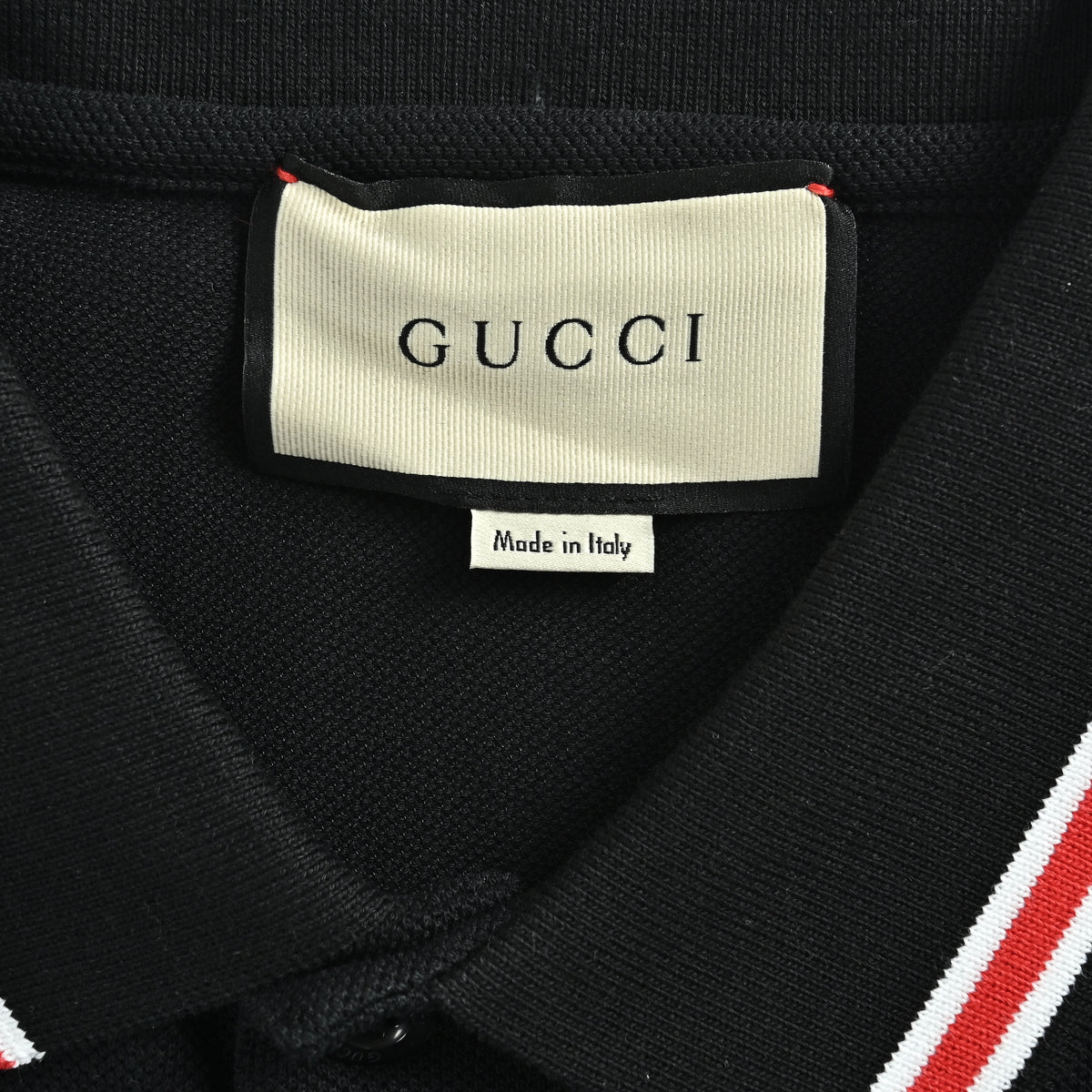 Gucci 24SS Year of the Dragon Flame Embroidered Pocket Polo Shirt – Black